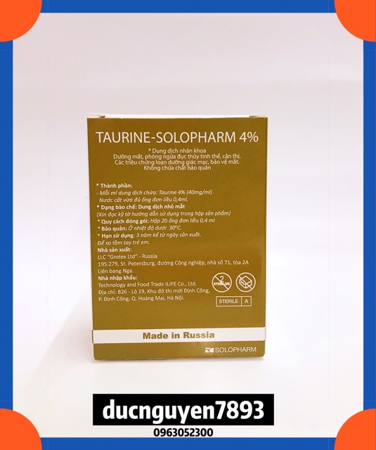 NHỎ MẮT TAURINE SOLOPHARM 4%