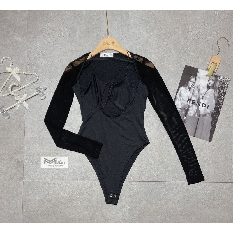 Áo bodysuit khoét pha lưới sexy | BigBuy360 - bigbuy360.vn