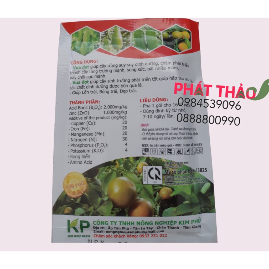Phân bón vi lượng VUA ĐỌT 50gam, đâm chèo, để nhánh, mập cọng, xanh mướt lá, nẩy chồi nhanh
