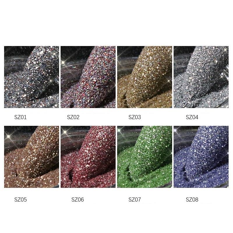 Set nhũ flash hạt mịn 8 màu chuyên dùng làm nail