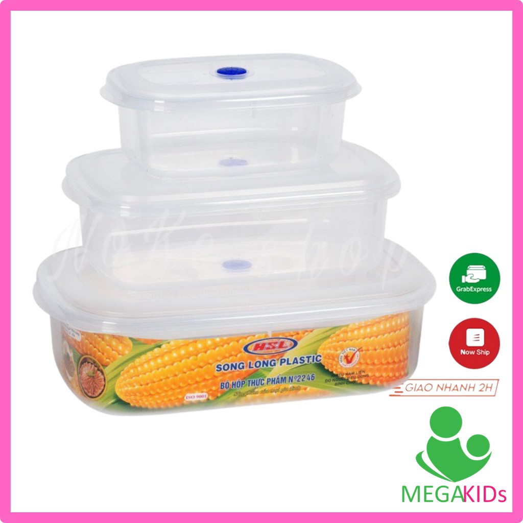 Bộ 3 hộp trữ đồ đông, hộp nhựa đựng thực phẩm Song Long dễ dàng sử dụng 2246 (1230ML, 2460ML, 4480ML)