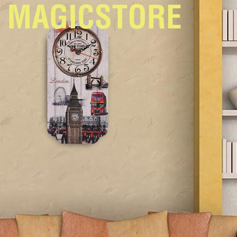 Magicstore European Retro House Rectangle Living Room Decoration Wall Clock Bar Clocks Fashion