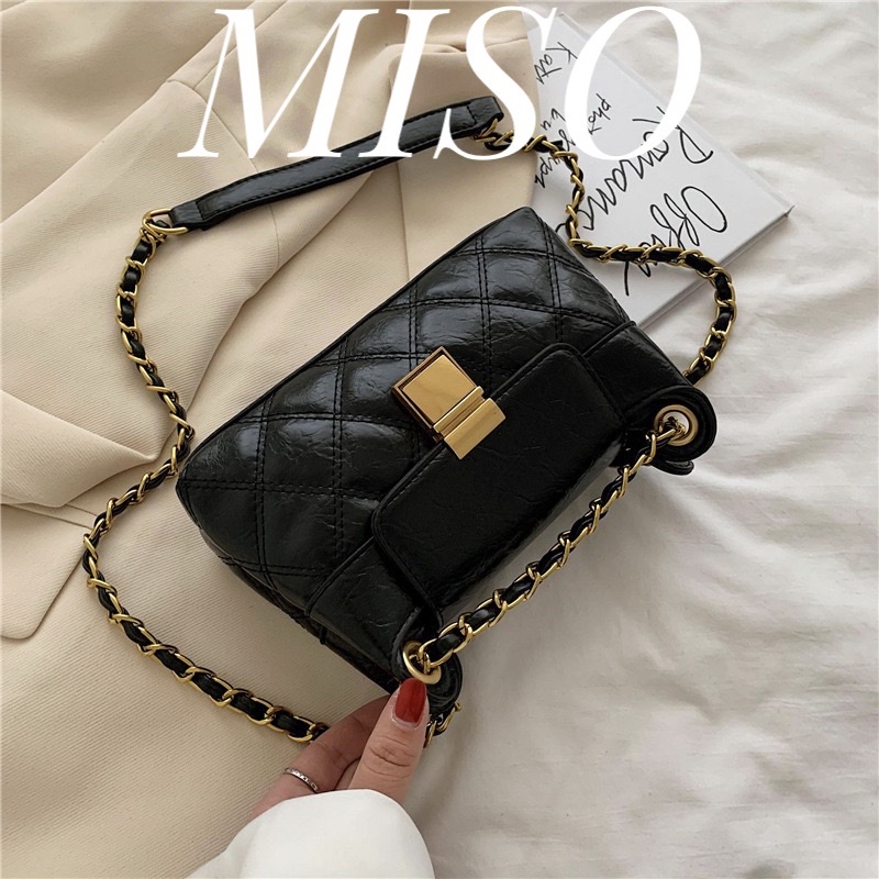 M27 Túi sách nữ đeo vai , đeo chéo nữ ô chám dây đôi có thể điều chỉnh hàng Quảng Châu by MISO