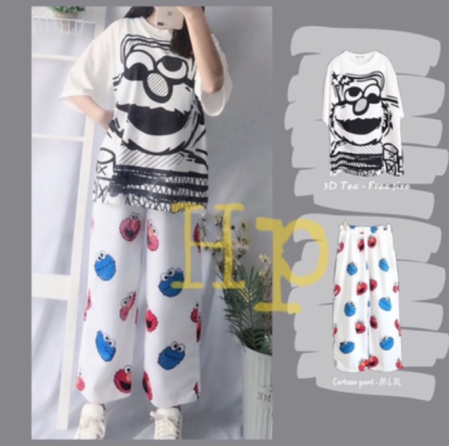 Sét thú màu trắng + quần dài hình THB628