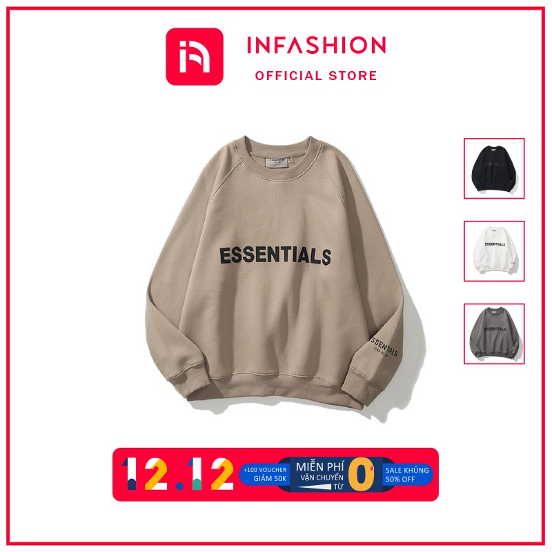 áo sweater, áo nỉ essential form rộng chất nỉ bông dày