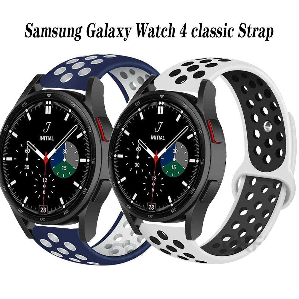 Dây đeo silicon mềm đầu cong thể thao cổ điển thay thế cho Samsung Galaxy Watch 4 Classic 46mm 42mm/Watch 4 44mm 42mm