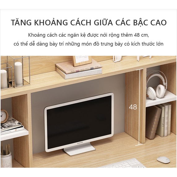 Bàn làm việc LYNH LYNH bàn máy tính kết hợp kệ sách lưu trữ hiện đại thông minh chính hãng- GP161B.03