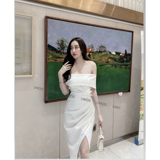 [LU18] Đầm Body Ôm Eo Trễ Vai Nhúng Tà- Vải Phi Lụa -3 Màu Trắng, Đen, Hồng- Dành Cho Nàng Đi Tiệc, Sự Kiện- ẢNH THẬT | BigBuy360 - bigbuy360.vn