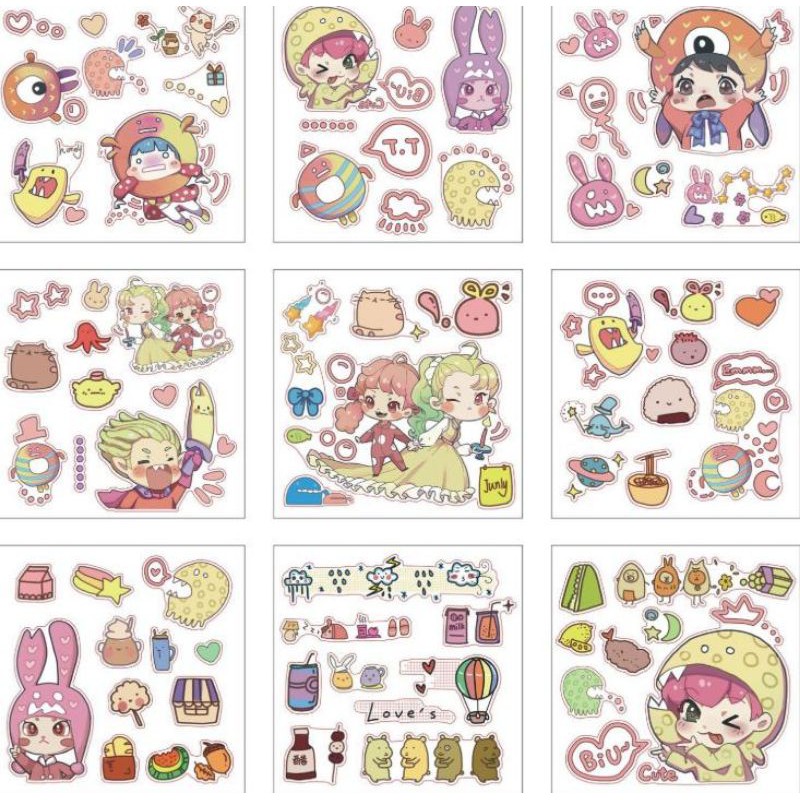 Hộp băng dính in hình cute dễ thương - Bộ Sticker nhiều loại đẹp giá rẻ - Hình dán trang trí sách vở, đồ dùng học tập