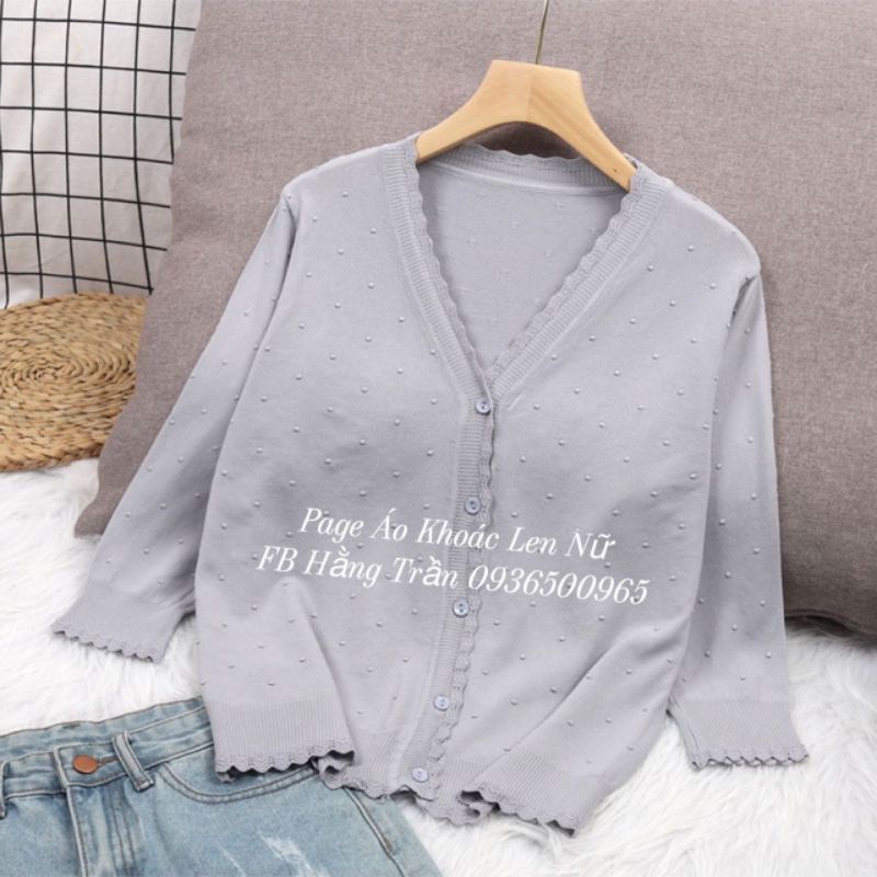 Áo khoác cardigan mỏng cổ tim tay lỡ chất len lạnh.