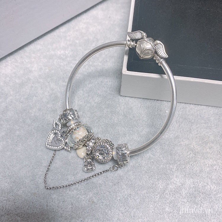 Vòng tay mạ bạc s925 Pandora hình đôi cánh thiên thần xinh xắn cho nữ