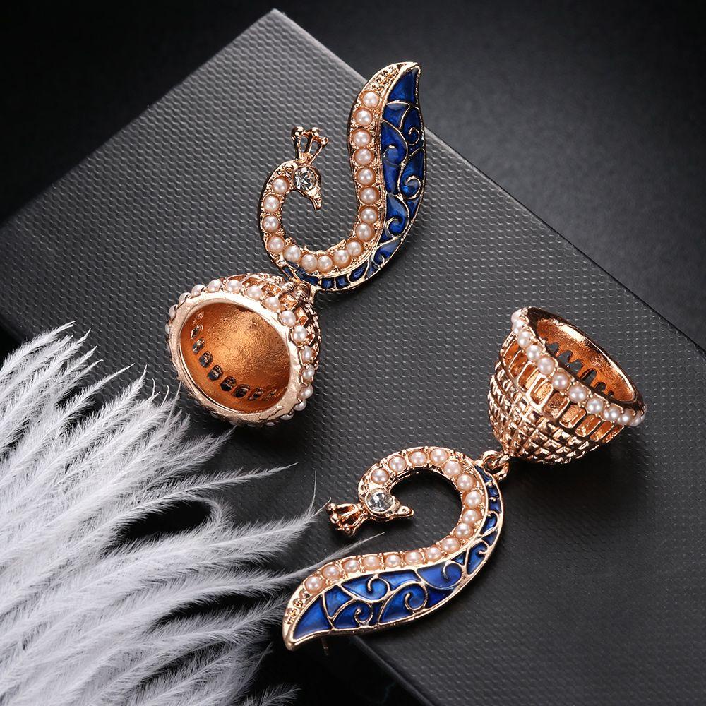 LAY 1 Đôi Bông Tai Hình Con Công Theo Phong Cách Ấn Độ