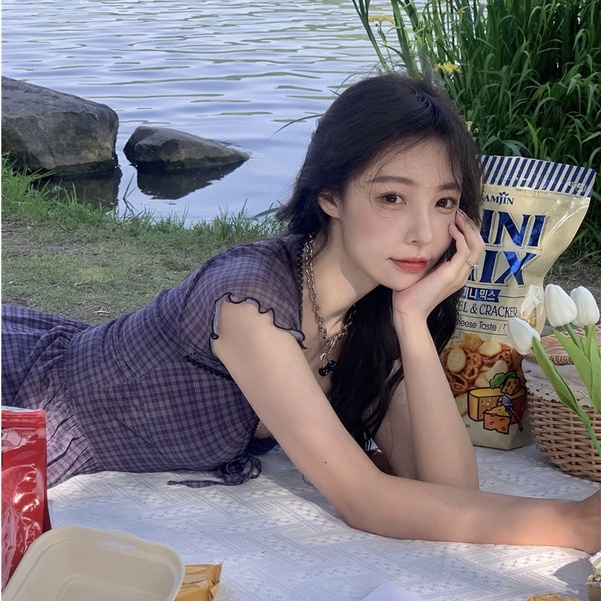 JUM MÙA HÈ CỔ CHỮ V NỮ DÁNG NGẮN HÁCH DÁNG ULZZANG