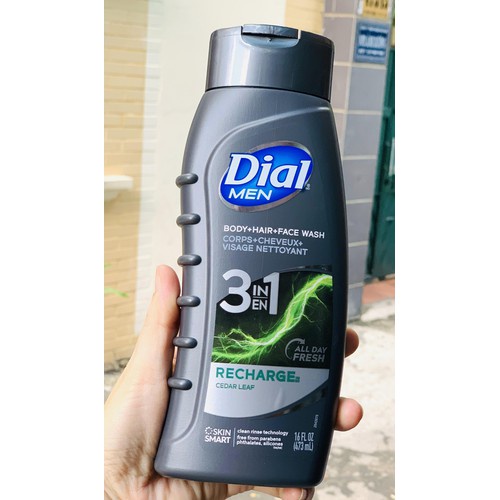 Tắm gội nam DIAL For Men Recharge / Ultimate 3in1 473ml Xanh Lá, Cam, xanh dương - chuẩn USA