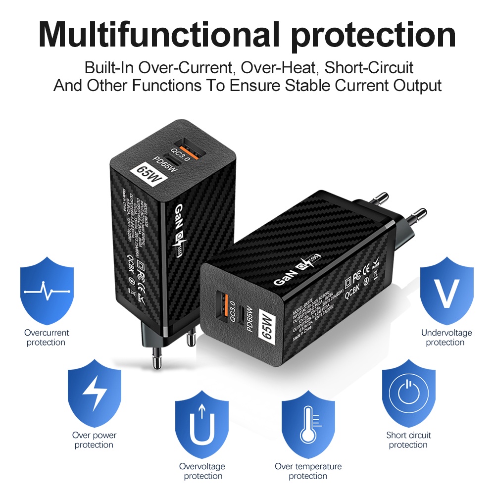 Cốc sạc nhanh ELOUGH usb 3.0 65w type c pd cho điện thoại