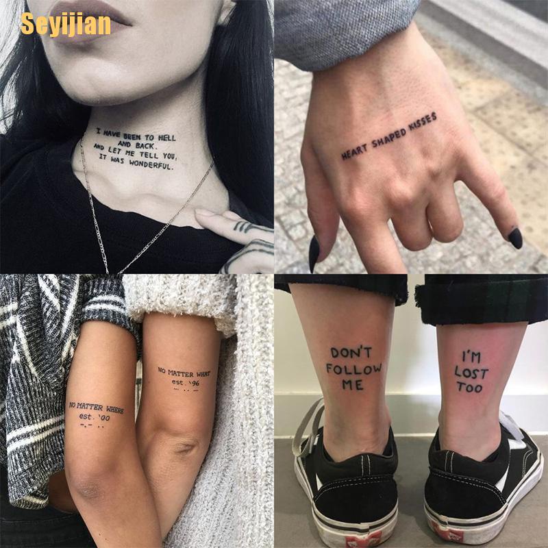 Bộ 56 Hình Xăm Dán Tạm Thời Chống Thấm Nước Hình Chữ Cái Tiếng Anh