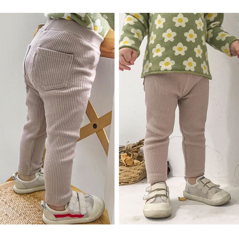 Quần Legging Màu Trơn Kẻ Sọc Cho Bé Gái