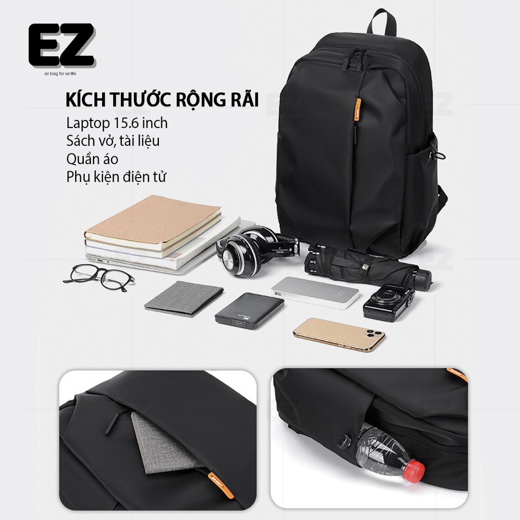 Balo laptop chống nước thời trang  BLU11 có cổng sạc USB, Balo du lịch kích thước lớn vải Oxford cao cấp