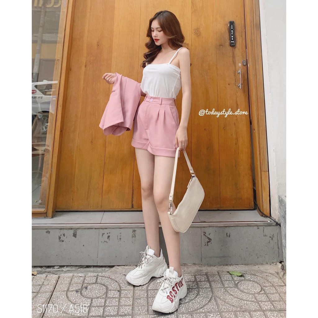 Sét Bộ Voan 3 Món Vest Hường Hot Trend Cute Hột Me TTSA0678