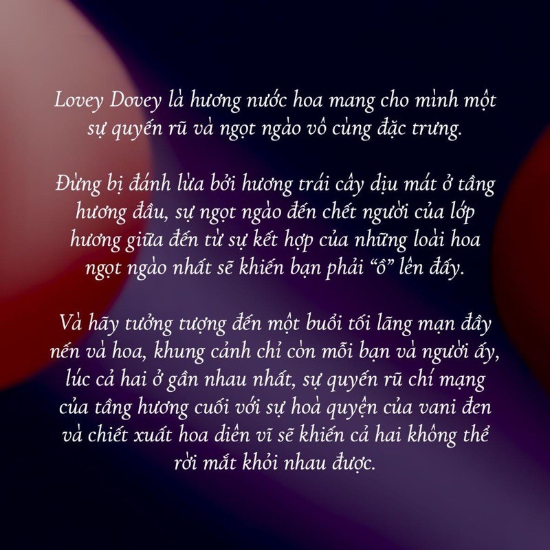 Nước hoa Lovey Dovey Eau De Parfum dành cho nam và nữ, lưu hương lâu chai 10ml - LOLI & THE WOLF | BigBuy360 - bigbuy360.vn