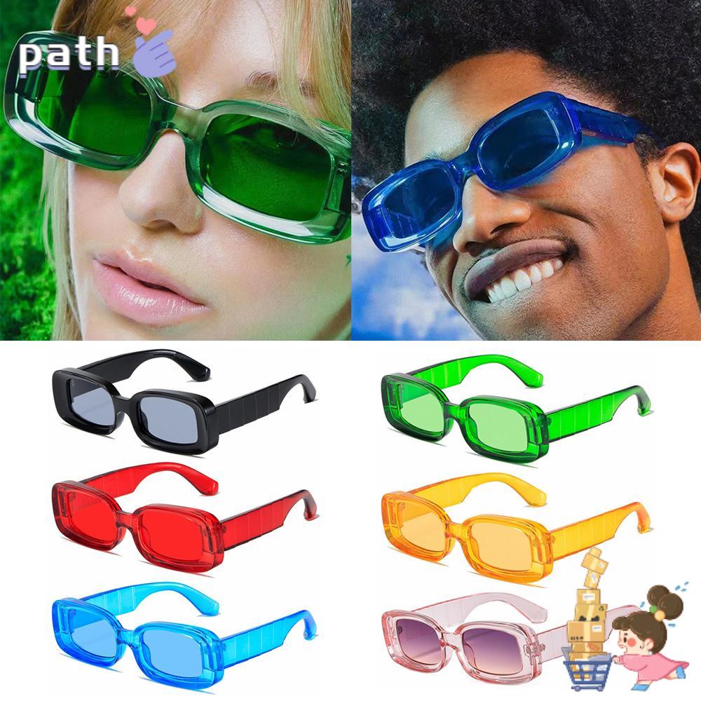 Kính Mát Hình Chữ Nhật Nhỏ UV400 Màu Xanh Dương Trong Suốt Kiểu Vintage