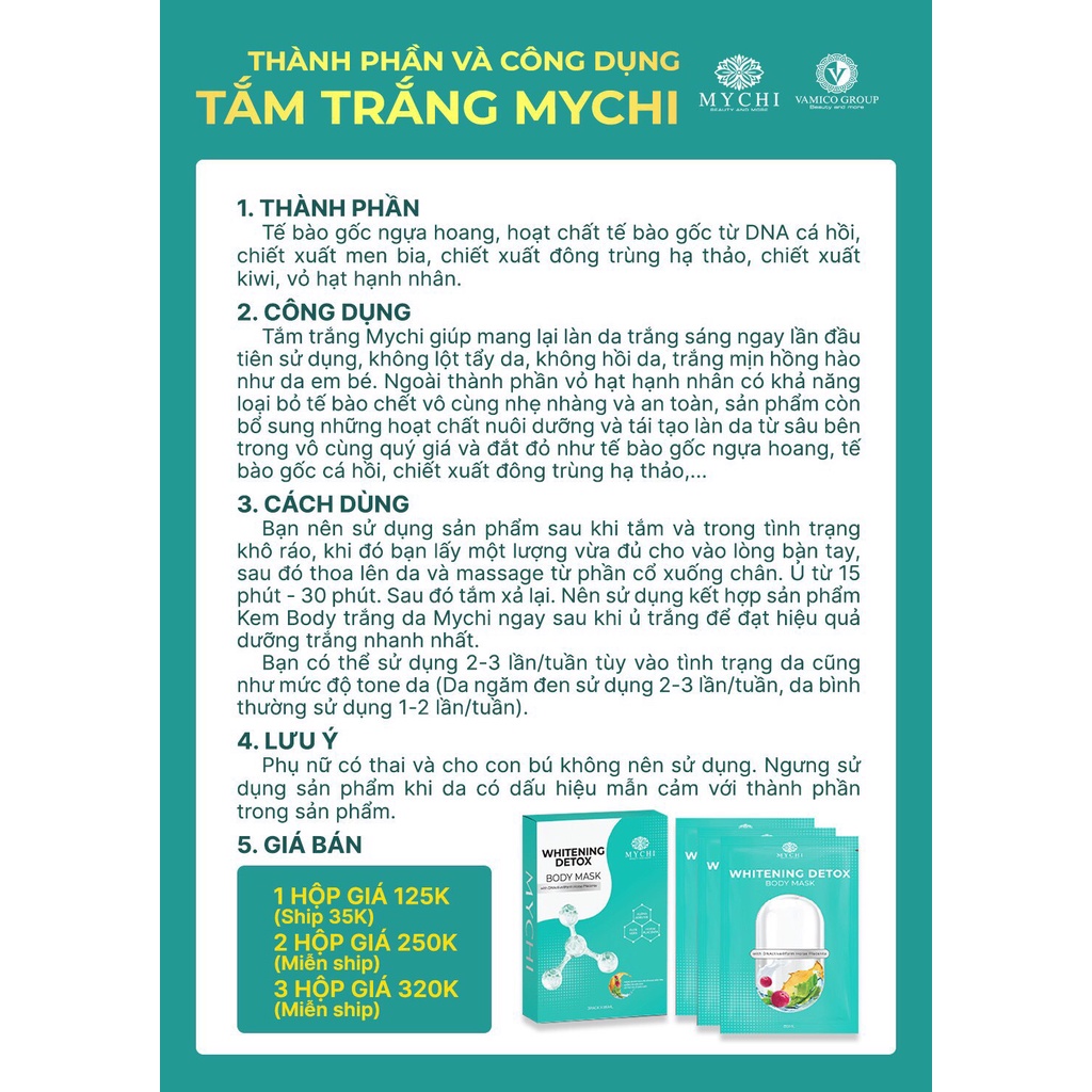 Combo Dưỡng Trắng Da Toàn Thân Mychi