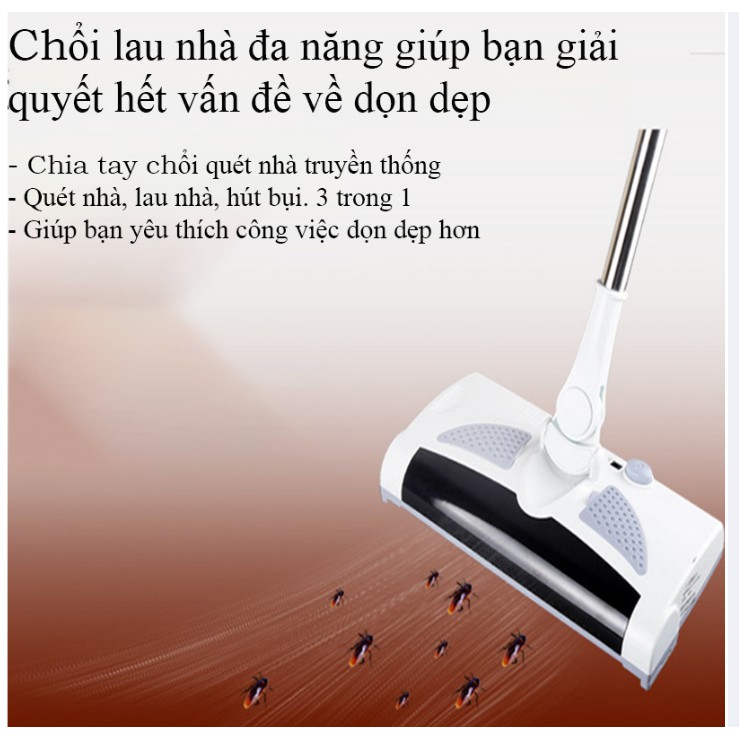 Chổi lau nhà, chổi lau nhà hút bụi đa năng, lau quét, hút bụi tự động 3 trong 1 xoay 360 độ