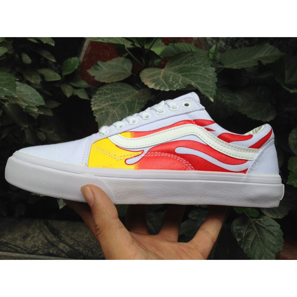 [FREE SHIP] Giày Vans Old Skool Lửa màu trắng