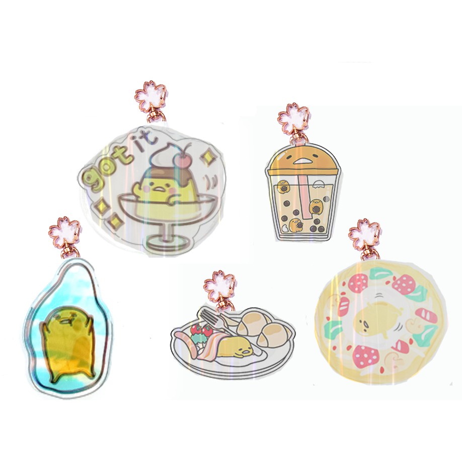 Móc chìa khoá trứng lười mica hologram  MKMH24 gudetama cute dễ thương hoạt hình thần tượng