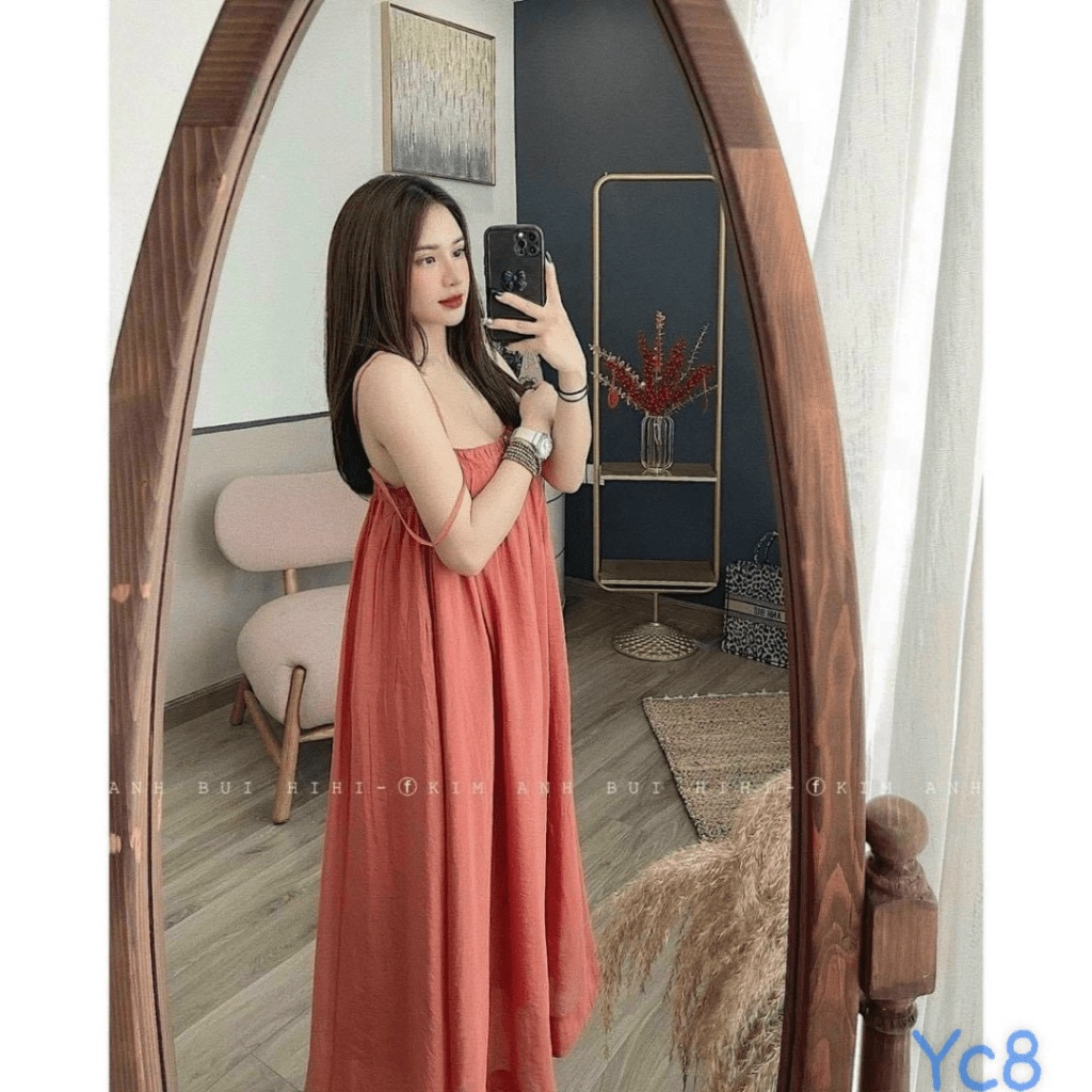 ĐẦM SUÔNG VẢI THÔ NẾN 2 DÂY BẦU BÍ BON CHEN CHANH SẢ CỰC HOT6 PU