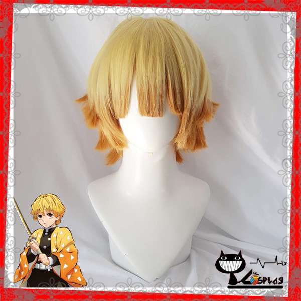 [sẵn] Wig/tóc giả cosplay Zenitsu - Demon Slayer: Kimetsu no Yaiba màu vàng cam [Miu Cosplay]