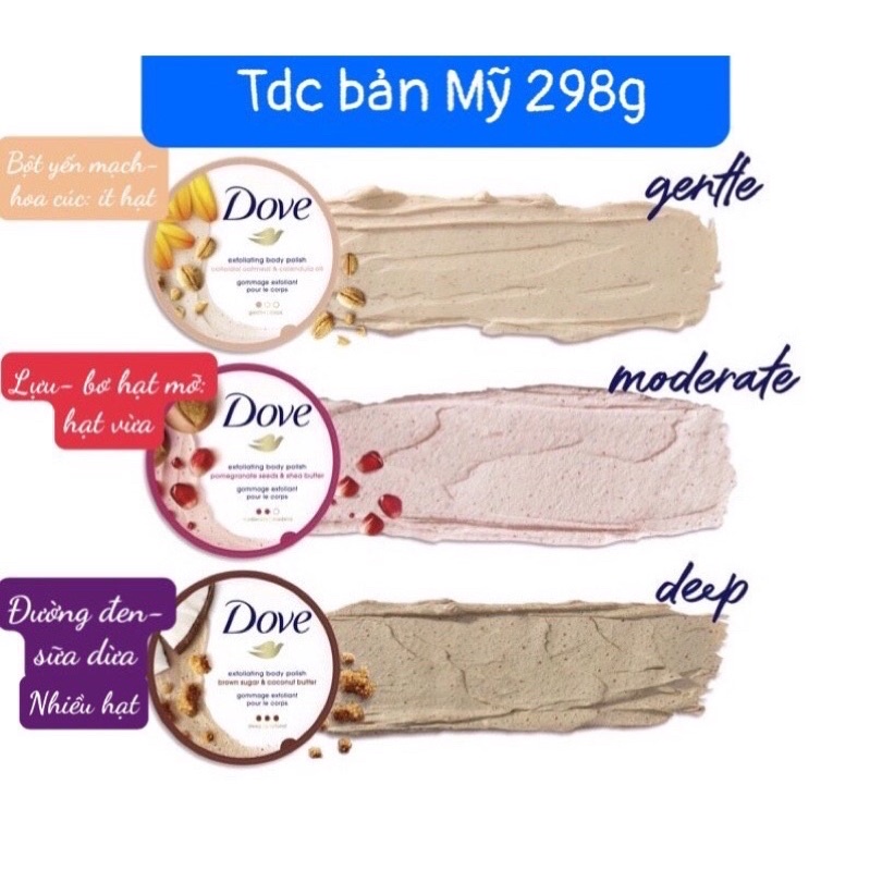 Tẩy da chết dove tẩy tế bào chết body dove bản đức và mỹ