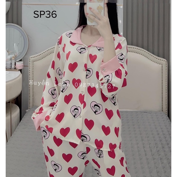 Đồ bộ pijama TDQD tim đỏ lụa Mango