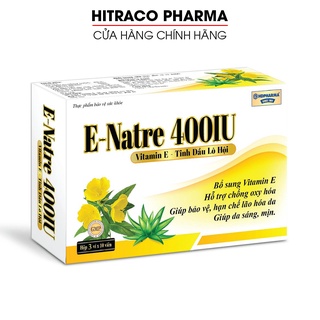 Viên uống E-Natre bổ sung Vitamin E làm đẹp da, chống lão hóa - Hộp 30 viên [E-Natre- Vàng ]