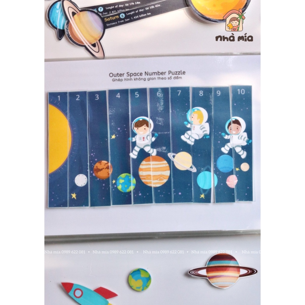 Học liệu bóc dán Montessori khám phá vũ trụ, Busy book hệ mặt trời in ép Plastic siêu bền