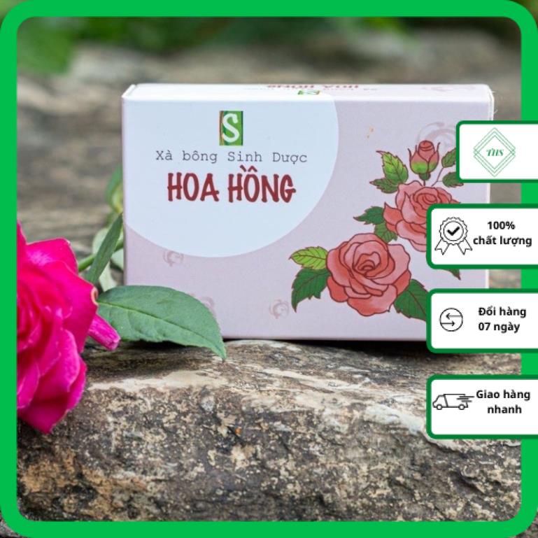 Xà Phòng Sinh Dược- Xà Bông Hoa Hồng( Rửa Mặt, Dưỡng Da, Thư giãn) 100gr