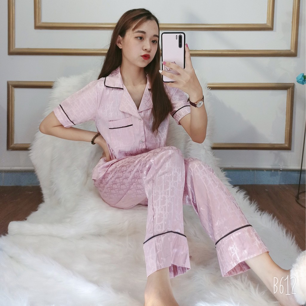Đồ bộ set lụa gấm áo tay ngắn và quần dài nhiều màu