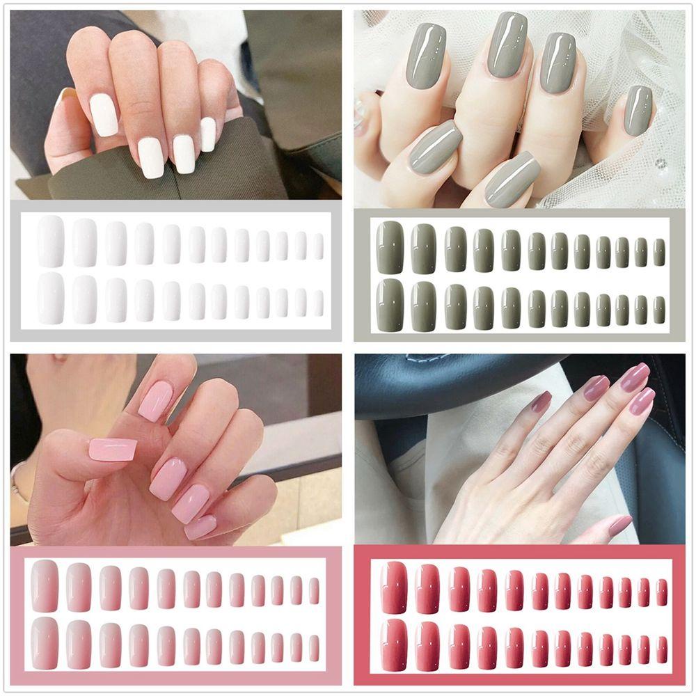 EUCA Hộp 24 Móng Tay Giả Đầu Vuông Phủ Toàn Diện