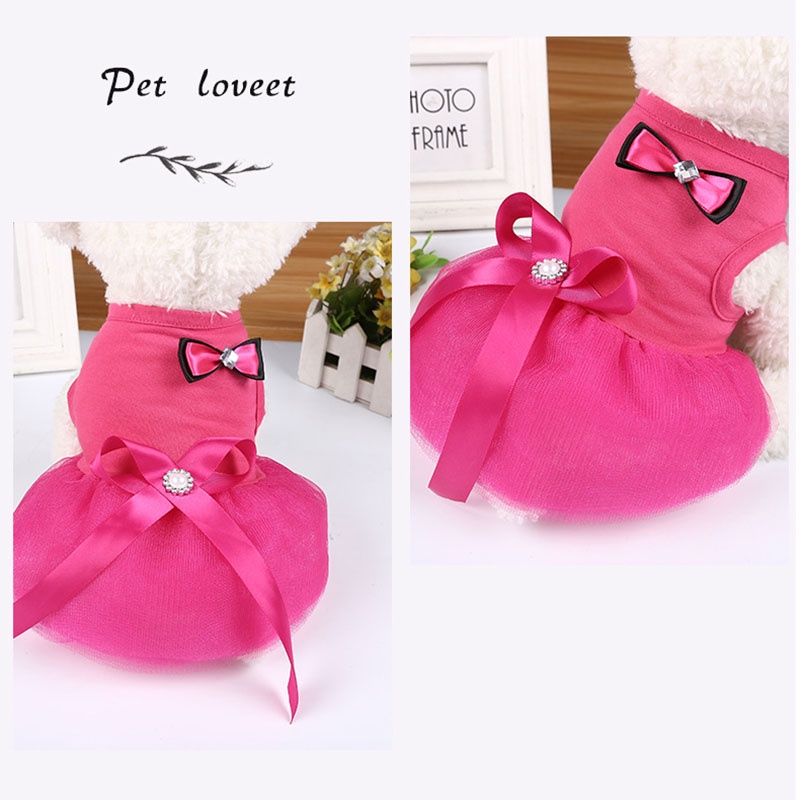 Mùa xuân và mùa hè Vật nuôi thoáng khí Viền viền ren cho mèo và chó Quần áo thời trang dễ thương Nơ Phong cách công chúa Vest Quần áo Nhiều màu Tùy chọn