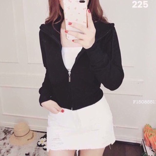 Áo khoác lửng bo eo hoa hồng