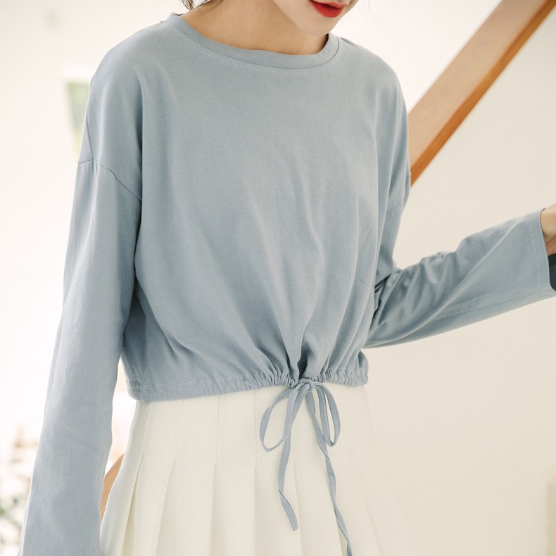 Áo Thun Nữ Tay Dài Dáng Rộng Màu Trơn 30675