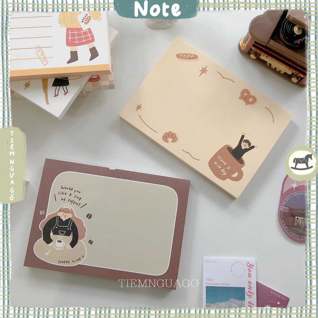 Tập 80 Note B7 Caramel Melody Giấy Note Ghi Chú Cute Dễ Thương Trang Trí Bullet Journal - Tiệm Ngựa Gỗ