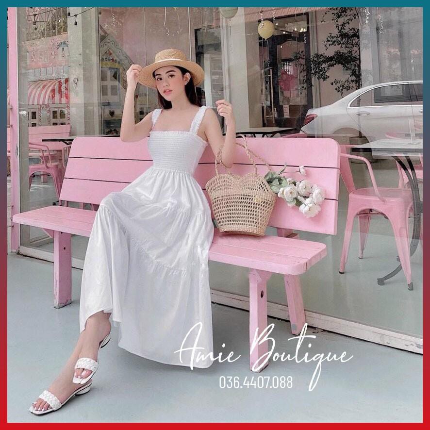 Váy Nữ Đầm Maxi Chun Đi Biển Đầm Xòe Nữ Dáng Ôm Phong Cách Nữ Tính | BigBuy360 - bigbuy360.vn