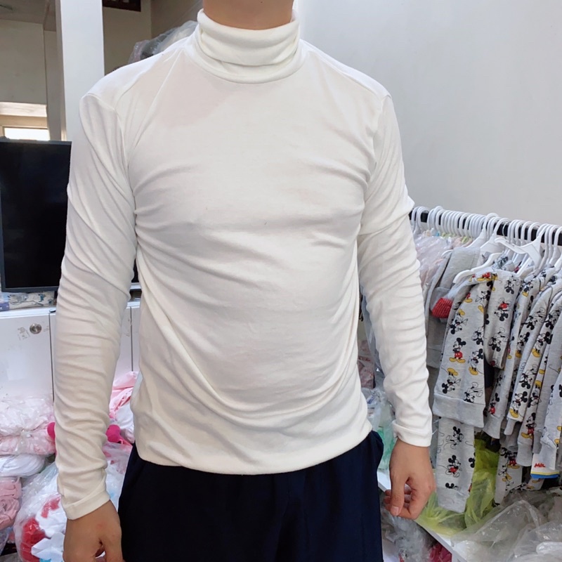 Áo cotton cổ lọ nam xuất Hàn dư xịn