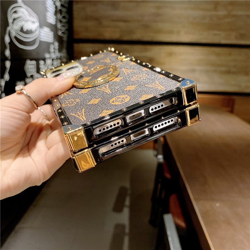 Bao Da Điện Thoại Hình Vuông In Logo Thời Trang Cho iphone 15 14 13 12 11 pro max xs max 8 7 6s plus x xr ốp