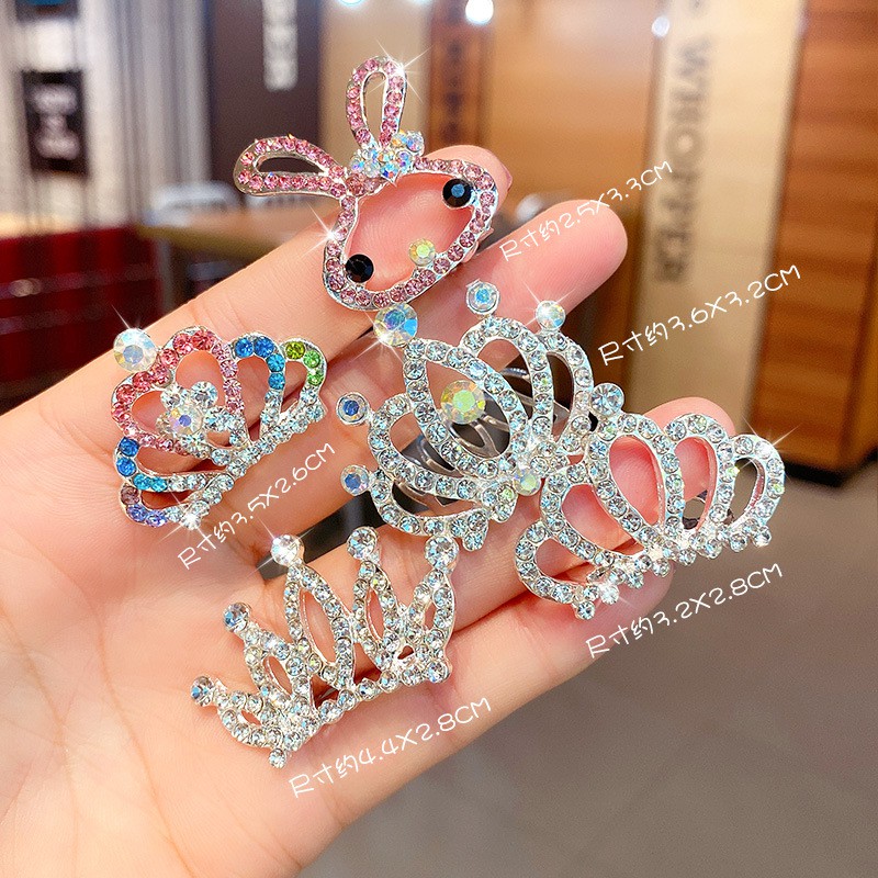 Cài tóc hình vương miện đính đá nhân tạo nhiều màu tùy chọn cho bé gái