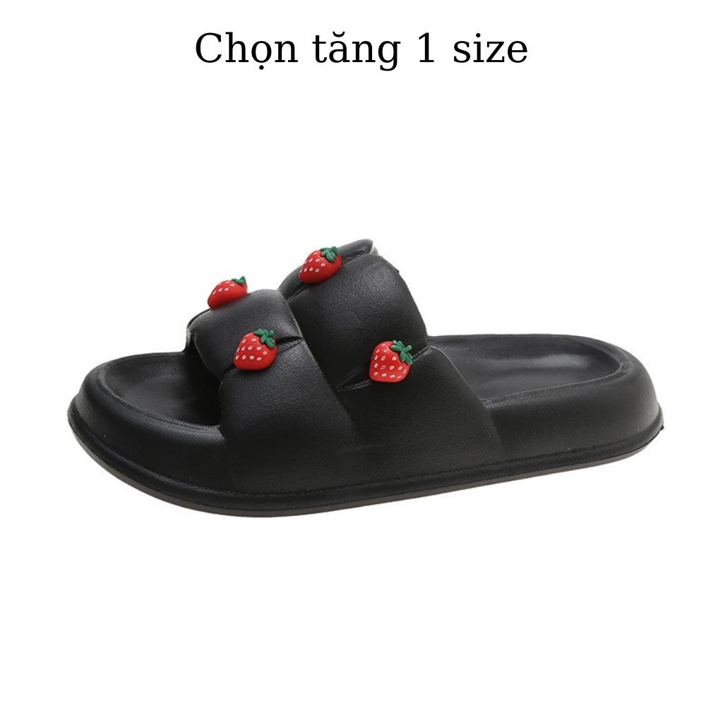 Dép bánh mì quai ngang gắn stik DÂU TÂY cực mềm êm nhẹ