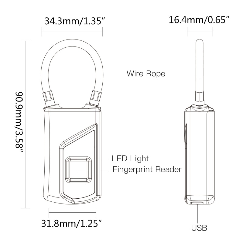 Ổ Khóa Cảm Ứng Vân Tay Thông Minh kiss L1 Chống Trộm Kèm Sạc USB Tiện Dụng Cho Học Sinh / Nam Và Nữ