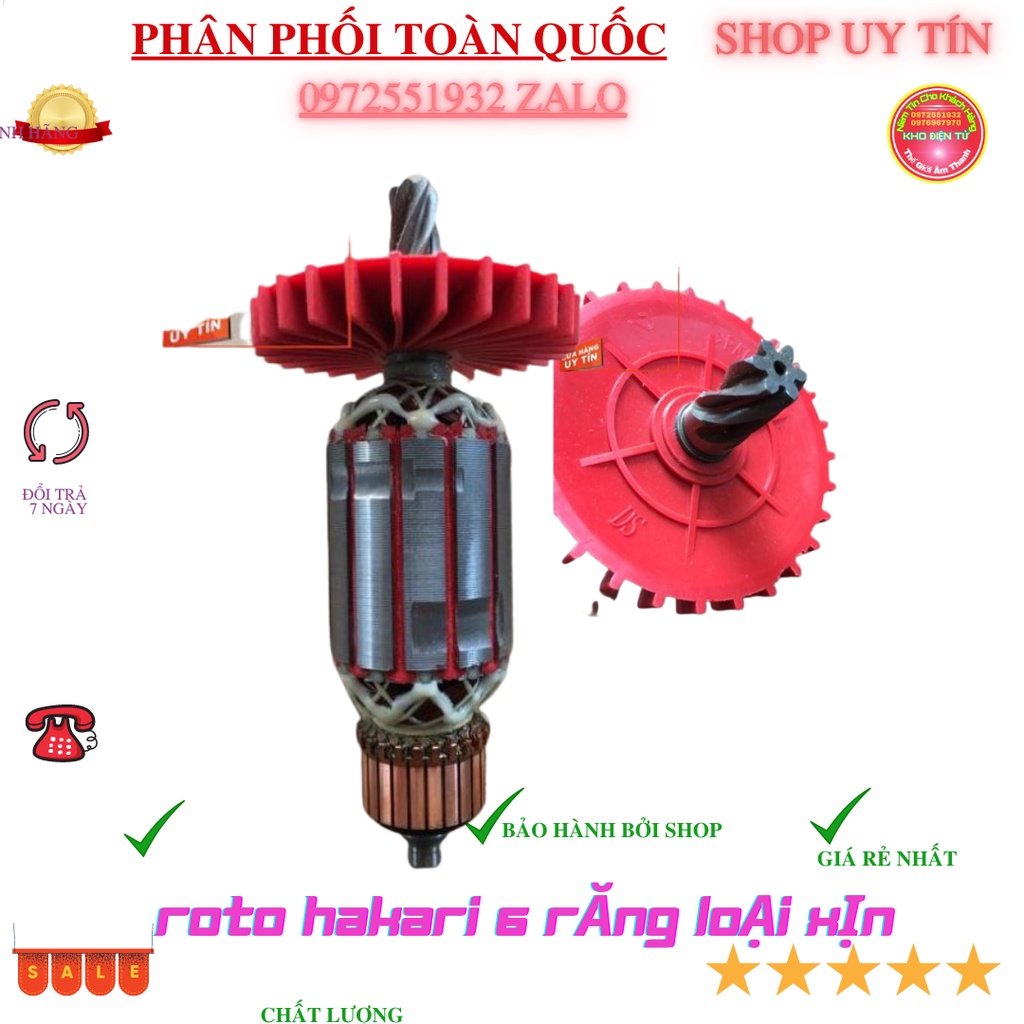 Roto rô máy khoan đục  HIRAKI 6 răng loại 1 hàng cao cấp