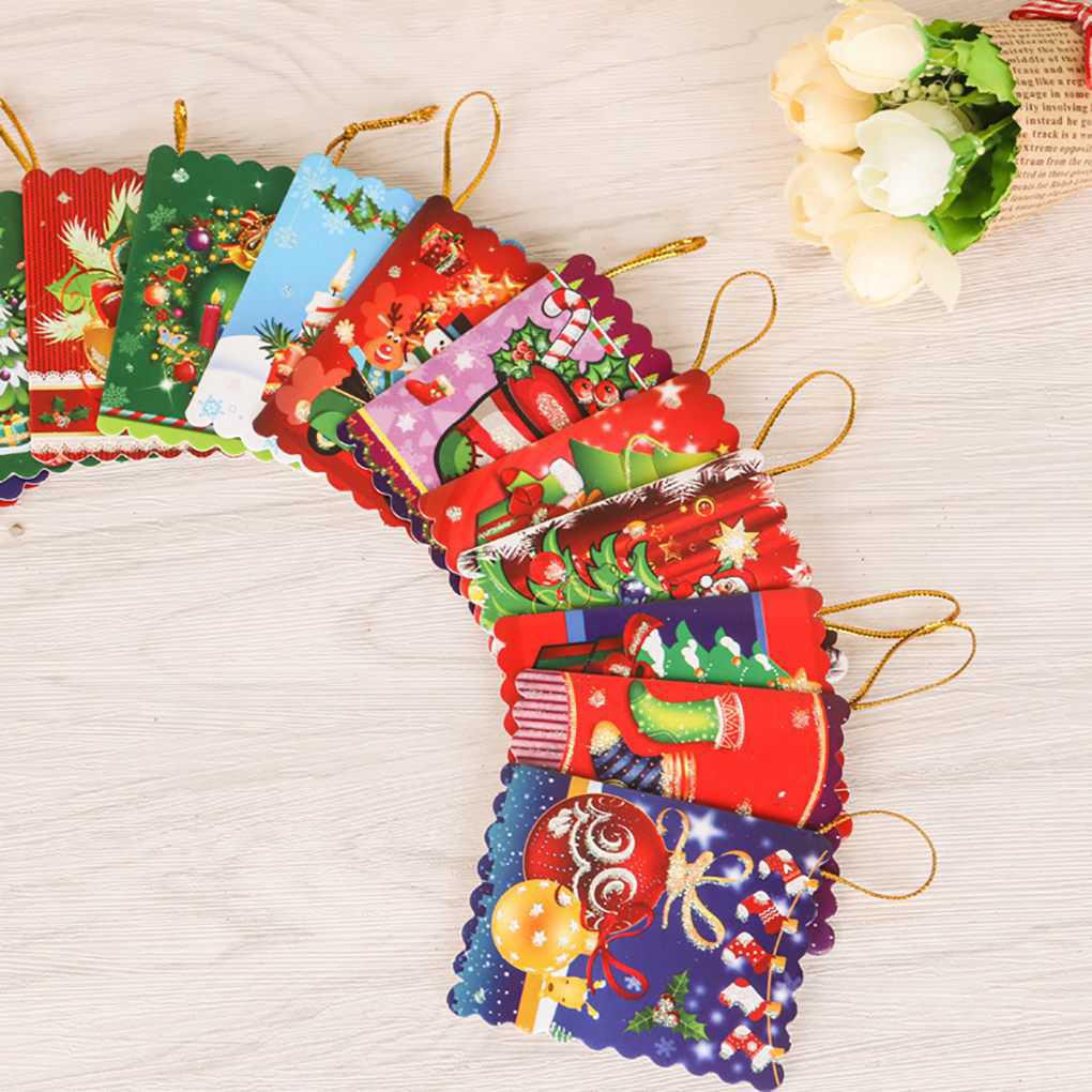 Set 20 Thiệp Chúc Mừng Giáng Sinh Treo Trang Trí Cây Thông